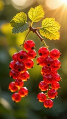 Aufkleber - A bunch of red berries hanging from a tree branch.