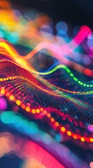 Poster - colorful abstract waves of light in digital pattern