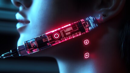Poster - A Digital Syringe with Advanced Technology Injecting Vital Data into a Cyborg's Jaw : Generative AI