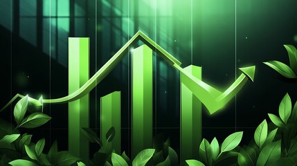 Aufkleber - Creative Graph Design Incorporating Green Plant Elements Representing Financial Growth and Sustainability : Generative AI