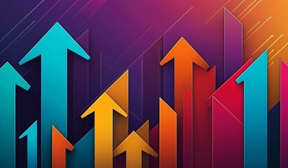 Aufkleber - Colorful arrows in various shades symbolizing upward trends in finance and business performance : Generative AI