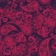 © antalogiya - Turkish Cucumber Paisley seamless vector pattern in traditional Oriental style. Decorated with flowers, leaves, and fantasy elements, for fabric, textile and wallpaper covers