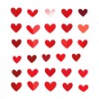 © Alokya - A collection of various sized and colored red hearts on white