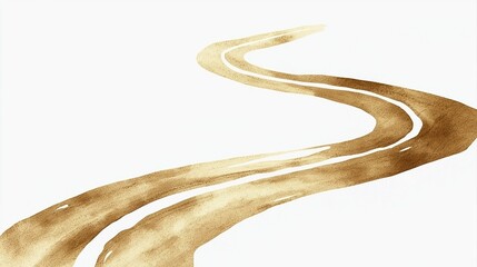 Poster - Abstract Golden Winding Path on White Background for Creative Design and Artistic Projects