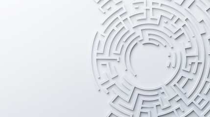 Poster - Abstract Maze Pattern in White with Smooth Textures and Curved Lines on a Light Background