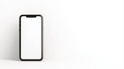 Poster - Modern smartphone on clean background with blank screen for customizable design or mockup use