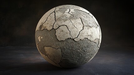 Poster - Cracked sphere texture abstract grunge background damaged surface concrete wall art design element object