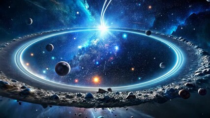 Wall Mural - Cosmic Gateway A Journey Through the Celestial Realm with Planets and Stars