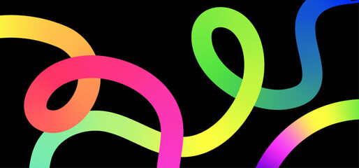 Fototapete - Abstract wavy line flowing in curve shape with rainbow vector gradient on background with copy space