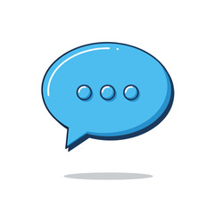 Poster - A vibrant blue speech bubble with three dots, isolated on white background; concept for communication, social media, messaging app interface design