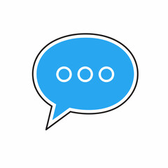 Poster - A vibrant blue speech bubble with three white dots, symbolizing communication and conversation; concept for app interface design, social media, messaging, and website UI