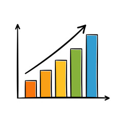 Poster - Hand-drawn bar graph showing upward trend, concept for business growth presentation