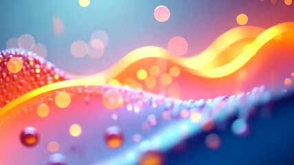Leinwandbilder - Mesmerizing droplets dance on iridescent waves in a vibrant abstract dreamscape.
