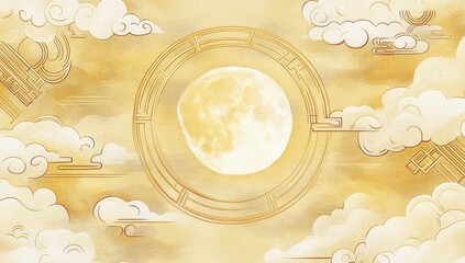 Poster - Golden Moon & Clouds