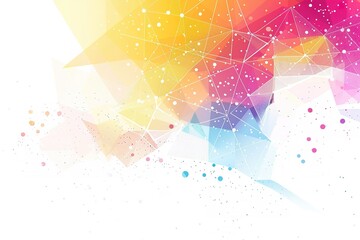 Poster - Geometric abstract background with triangles lines and dots in vibrant colors