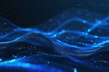 Fototapete - Abstract blue dotted landscape representing data streams and digital connections