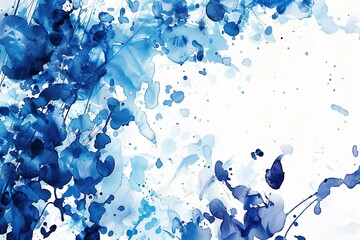 Poster - Blue Ink Splatter: Abstract watercolor splashes creating a dynamic liquid texture