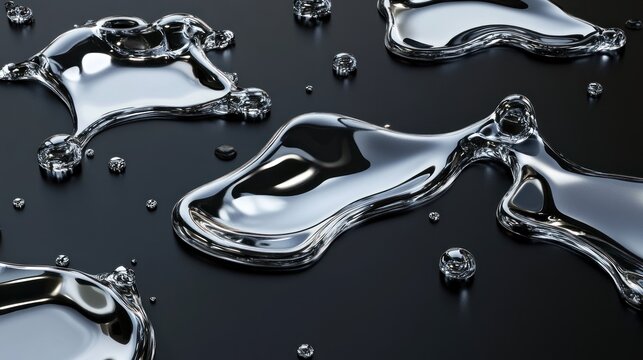 Abstract design of liquid metal flowing over a dark surface.