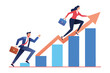 © Murshida - Businesswoman & Businessman Climb Growing Chart Arrow on White Background