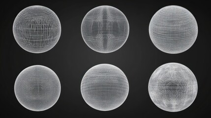 Poster - A collection of abstract wireframe spheres against a dark background.