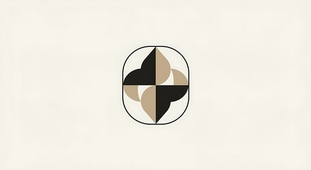 Poster - A minimalist logo design using overlapping geometric shapes  in a monochromatic color palette. , scalable for branding.