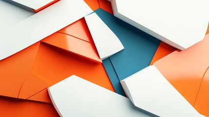 Poster - Abstract geometric background wallpaper design with orange white blue shapes for desktop and mobile use