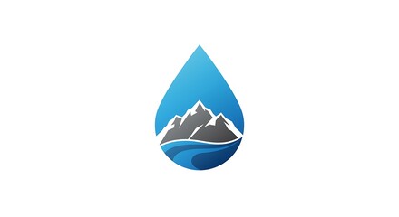Poster - A hidden symbol mountain inside a droplet, scalable for branding