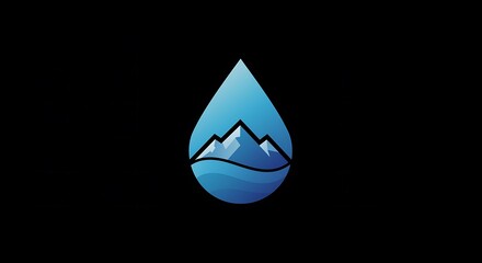 Poster - A hidden symbol mountain inside a droplet, scalable for branding