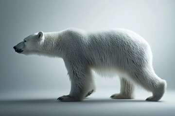 Aufkleber - Polar bear walks slowly in a serene environment illuminated by cold light on its smooth white fur