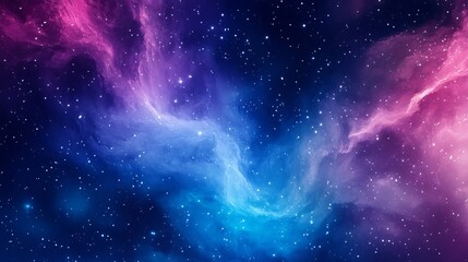 a vibrant nebula with pink and blue hues scattered with countless stars in the vastness of space