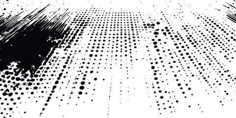 Leinwandbilder - Vector black spots, splashes and dotted paint marks on a white background. grunge texture of old background. Modern stylish halftone technology seamless texture white background.