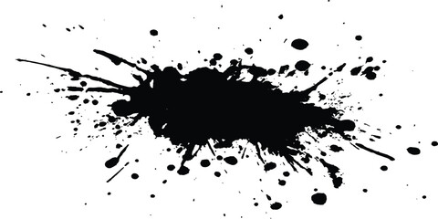 Fototapete - Vector simple black brush stroke on a clean white background. Abstract black in splash, paint, brush strokes, stain grunge isolated on white background,	
