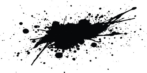 Fototapete - Vector simple black brush stroke on a clean white background. Abstract black in splash, paint, brush strokes, stain grunge isolated on white background,	
