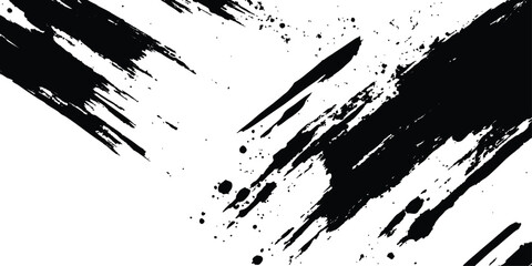 Leinwandbilder - Vector grunge texture white transparent background. Black and white paintbrush strokes white transparent background. scratches for wallpaper, paint splatter template, dirt banner, watercolor design.