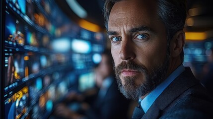 Poster - Serious Businessman in a Tech-Driven World