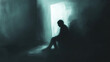 © ศิริพร มีพัฒน์ - A Solitary Figure Sitting in Shadows Near an Open Doorway