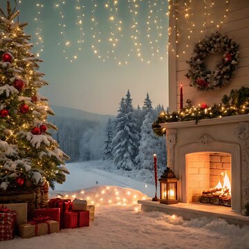 christmas card with christmas tree