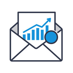Poster - Business Growth Notification: A visual metaphor of business progress, the image depicts an opened envelope revealing a document with a growing bar graph and upward-trending line graph.