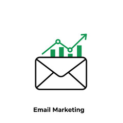 Poster - Email Marketing Success: A minimalist icon encapsulates the concept of successful email marketing, featuring an envelope with a growing bar chart, suggesting upward business trends.