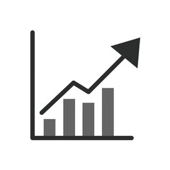 Poster - Rising Trend Graph: An illustration of a rising trend graph with an upward arrow and vertical bars, perfect for conveying growth, progress, and business success. 