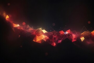 Aufkleber - 抽象的な幾何学模様の赤いオレンジ色のデザイン背景に輝く光の要素
