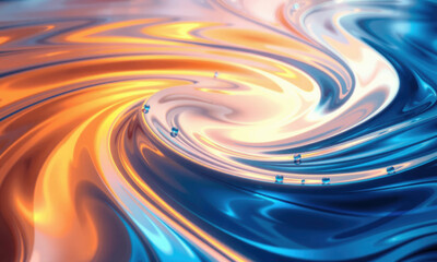 Poster - vibrant swirl of orange and blue liquid creates mesmerizing pattern, evoking sense of fluidity and m