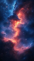 Wall Mural - Swirling colors of a cosmic nebula illuminated by distant starlight in deep space