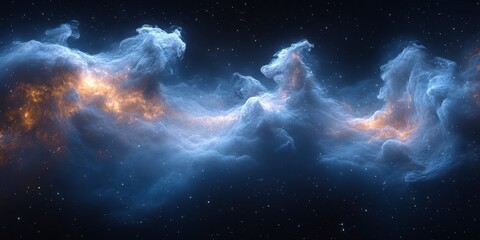 Wall Mural - Bright nebula with swirling clouds and cosmic colors illuminating the night sky in deep space
