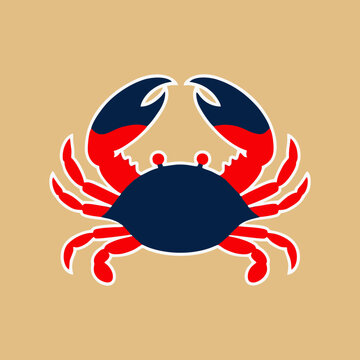 Crab icon with symmetrical design and clean lines in vector illustration style