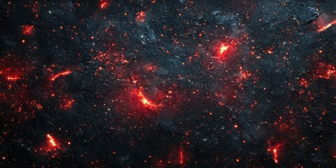 Wall Mural - Cosmic scenery featuring vibrant red stars and celestial textures in a dark universe backdrop