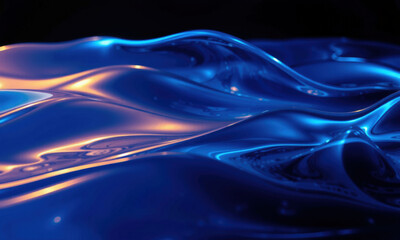 Poster - mesmerizing view of flowing blue liquid, showcasing smooth waves and reflections that create tranquil atmosphere. interplay of light adds depth and beauty to scene