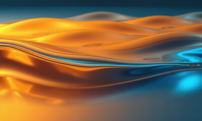 Poster - mesmerizing abstract representation of fluid dynamics, showcasing smooth waves in vibrant orange and blue hues, creating sense of tranquility and depth