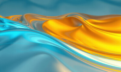 Poster - vibrant abstract image showcasing flowing waves of blue and orange fluid, creating sense of movement and energy. smooth textures and colors evoke feeling of tranquility and dynamism