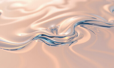 Poster - smooth, flowing surface of liquid with glossy appearance, reflecting light and creating serene atmos